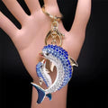 🐬 Sparkling Dolphin Mum & Baby Keyring – Crystal Animal Bag Charm & Purse Pendant 💙✨ - Truly Yours