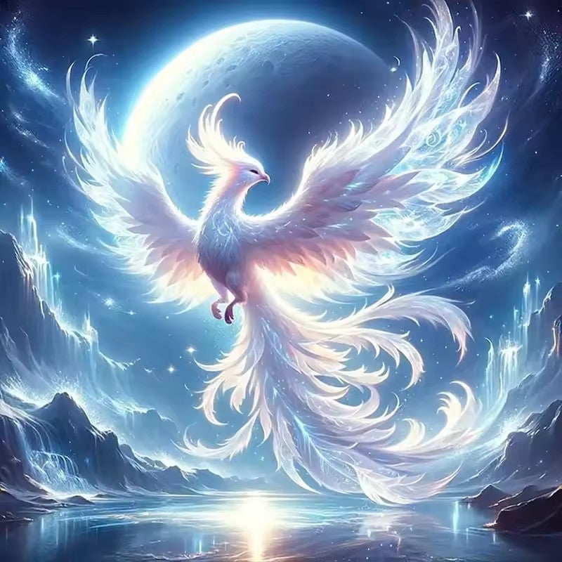 🔥✨ Celestial Phoenix 5D Diamond Painting Kit – Fantasy Moonlight Bird Diamond Art Craft Set ✨🔥