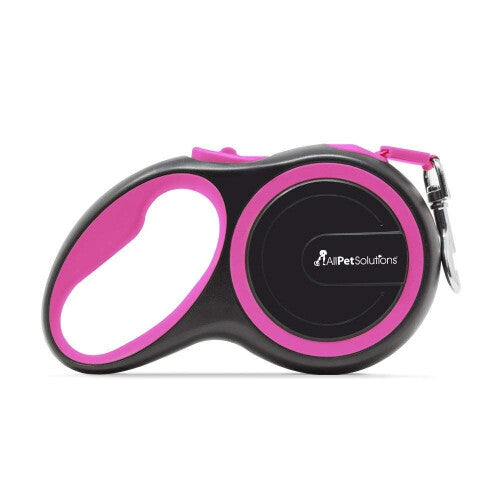 🐾 Heavy Duty Retractable Dog Lead 8M – Strong Extendable Pet Lead for Dogs up to 50KG in Black & Pink 💖