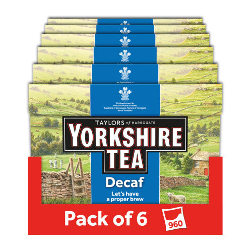 ☕ Yorkshire Tea Decaf – 6 Boxes of 160 Tea Bags | Total 960 Decaffeinated Tea Bags ✨
