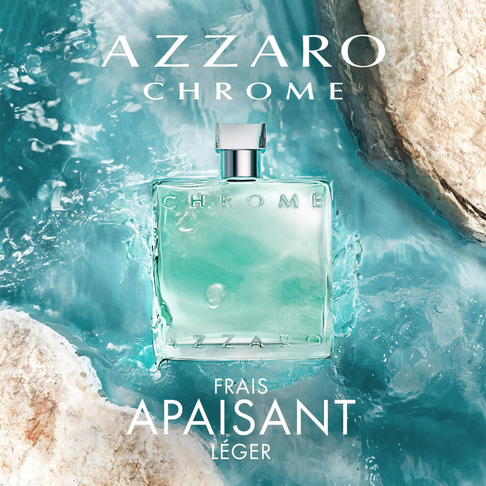 Azzaro Chrome Azure Eau de Toilette - Aquatic & Fresh Mens Cologne for Summer - Woody & Earthy Fragrance - Lasting Wear - Scent Notes of Bergamot