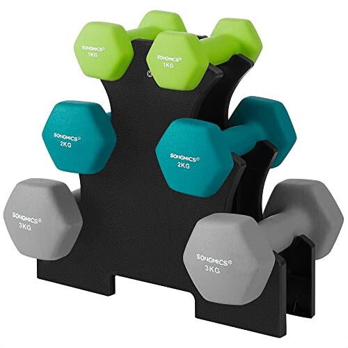 6  Piece Dumbbell Set with Storage Rack – Home Workout Weights Set