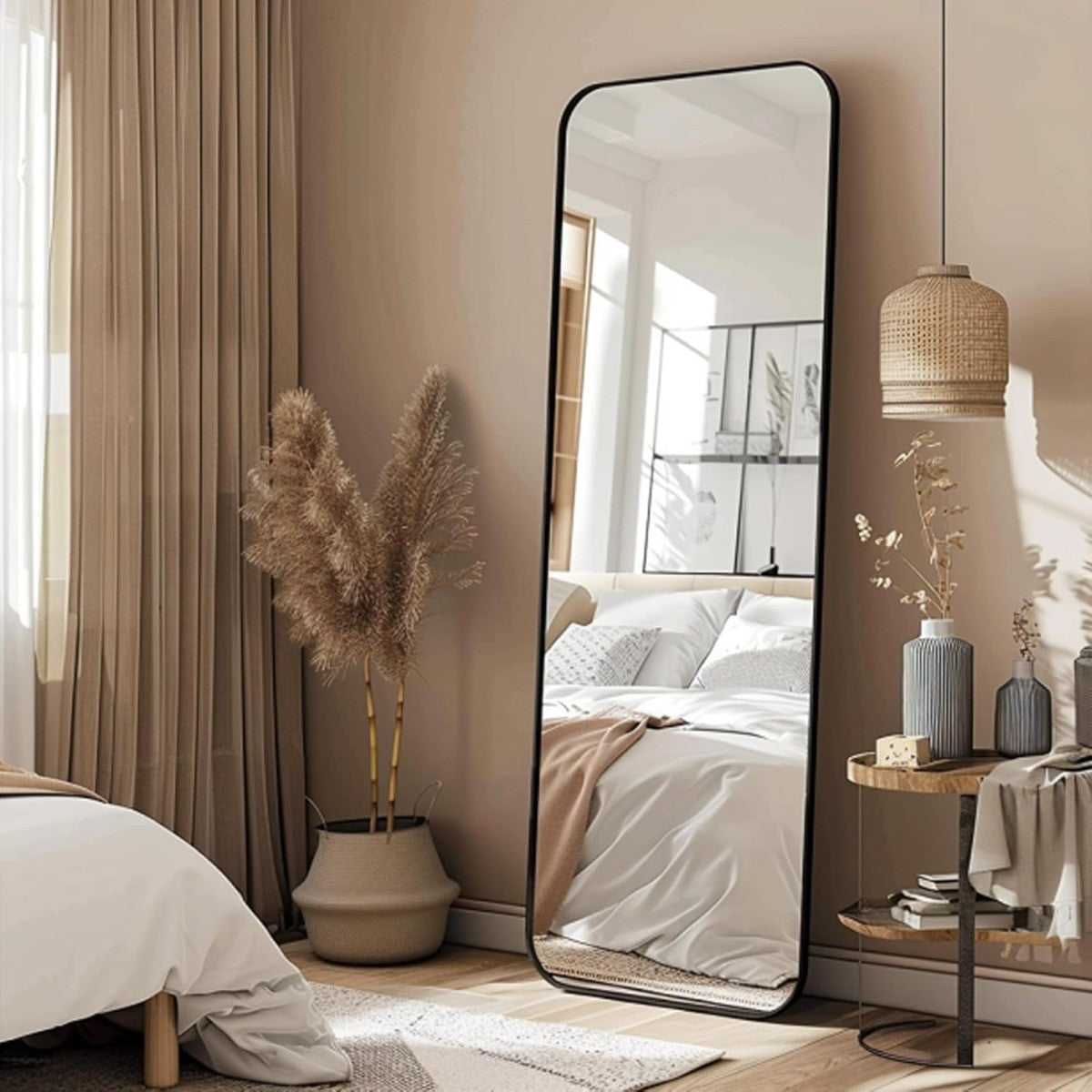 Arched Full Length Free Standing Mirror - Black