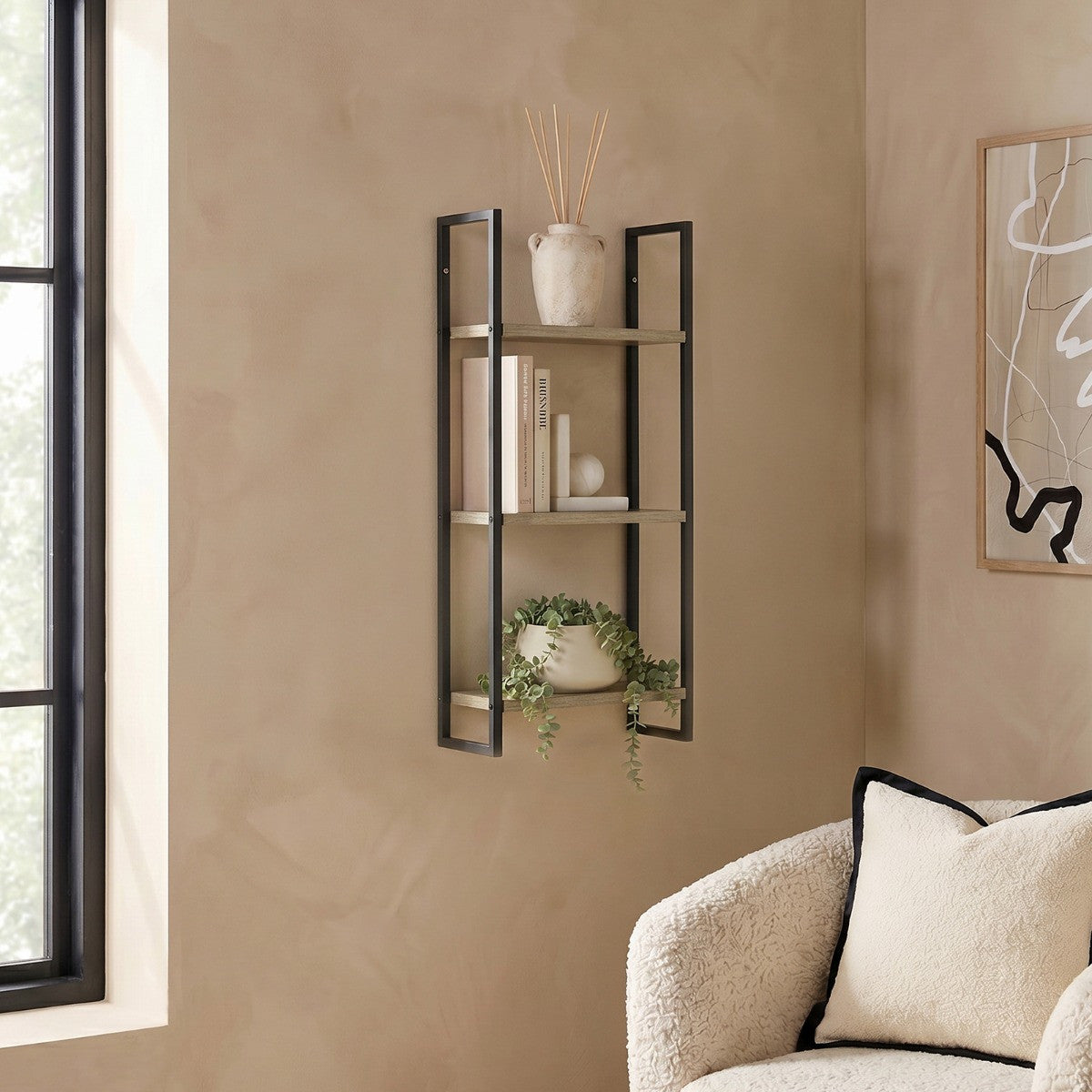 3-Tier Wall Mounted Shelf – Light Wood 🌿🏡
