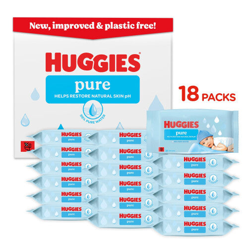 Huggies Pure Plastic Free Baby Wipes – Pack of 18 (864 Wipes)&nbsp;