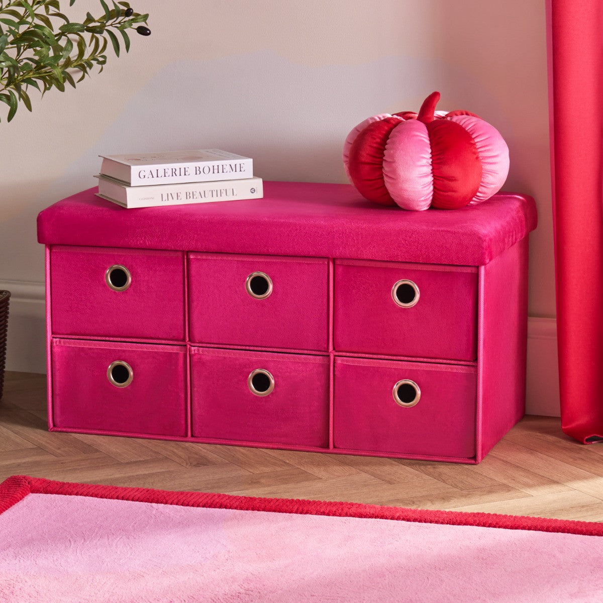 Matte Velvet 6-Drawer Storage Chest