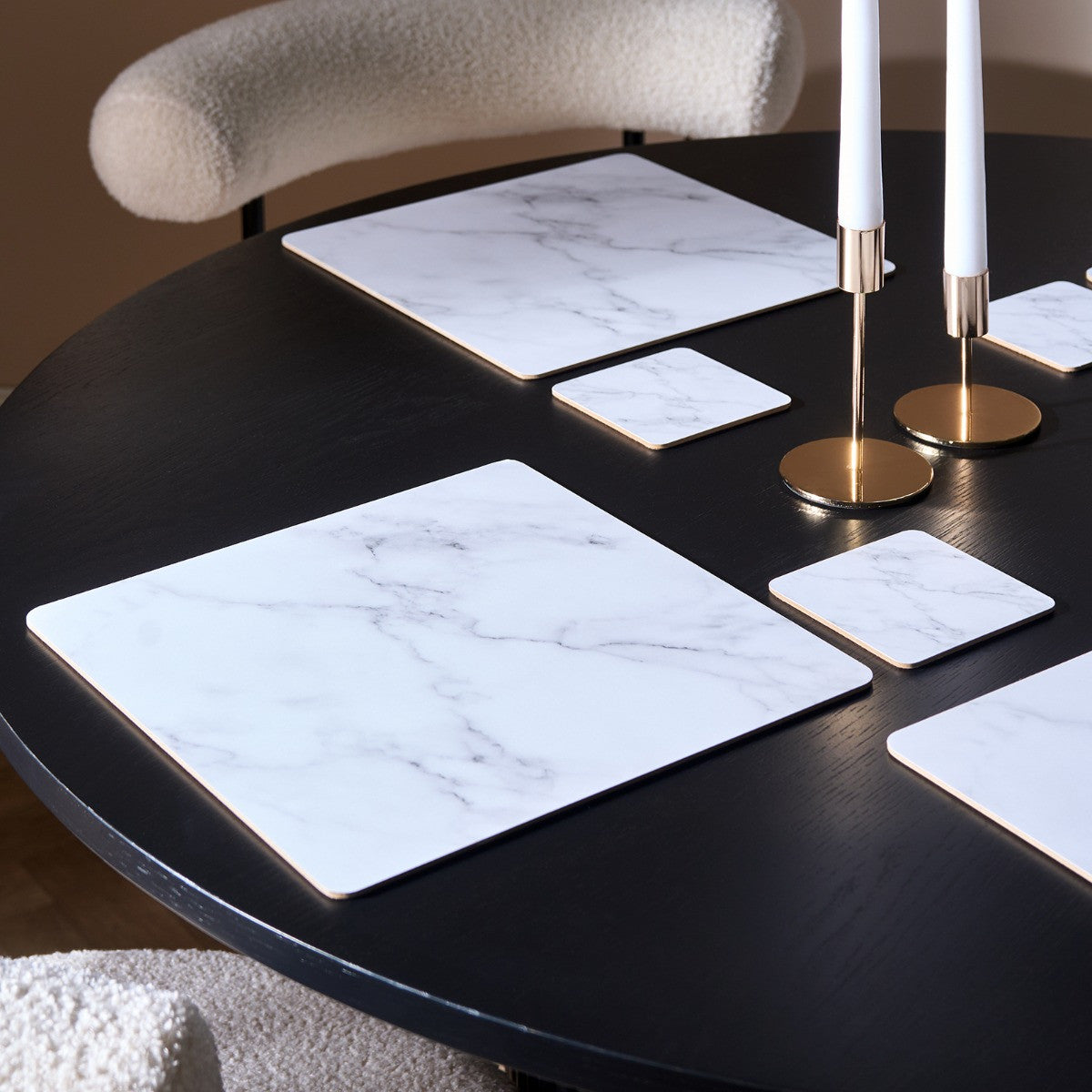 White Marble 4 pcs Placemats & Coasters Set - Truly Yours