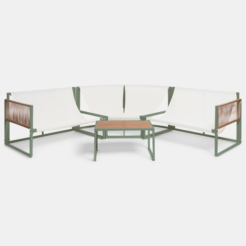 Santorini 5 Seater Corner Sofa Set with table - Sage/Cream - Truly Yours