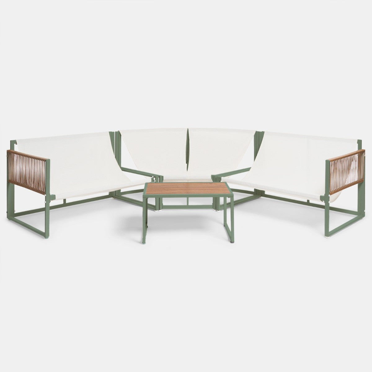 Santorini 5 Seater Corner Sofa Set with table - Sage/Cream - Truly Yours