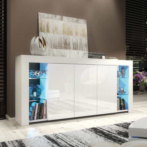 Eden 164cm LED Sideboard with White Gloss Doors