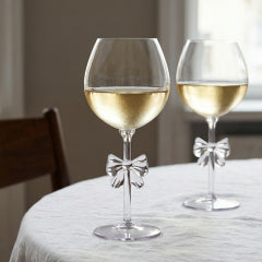 Plastic Bow Wine Glasses, Pink - 2 Pack