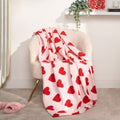Heart Print Fleece Throw – Pink/Red