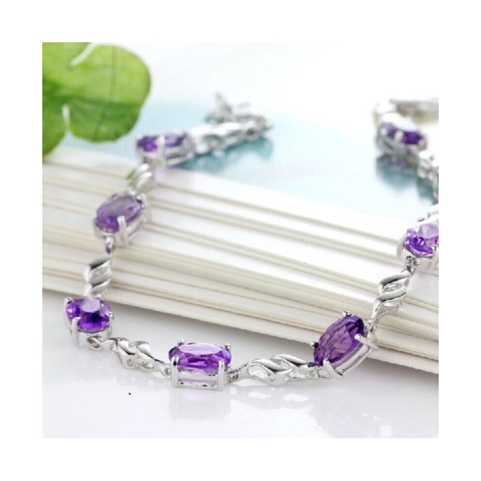 AMETHYST HEART CHAIN BRACELET