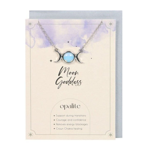 MOON GODDESS OPALITE TRIPLE MOON NECKLACE