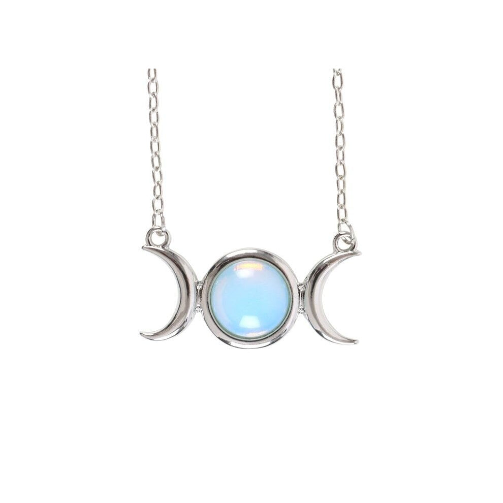 MOON GODDESS OPALITE TRIPLE MOON NECKLACE