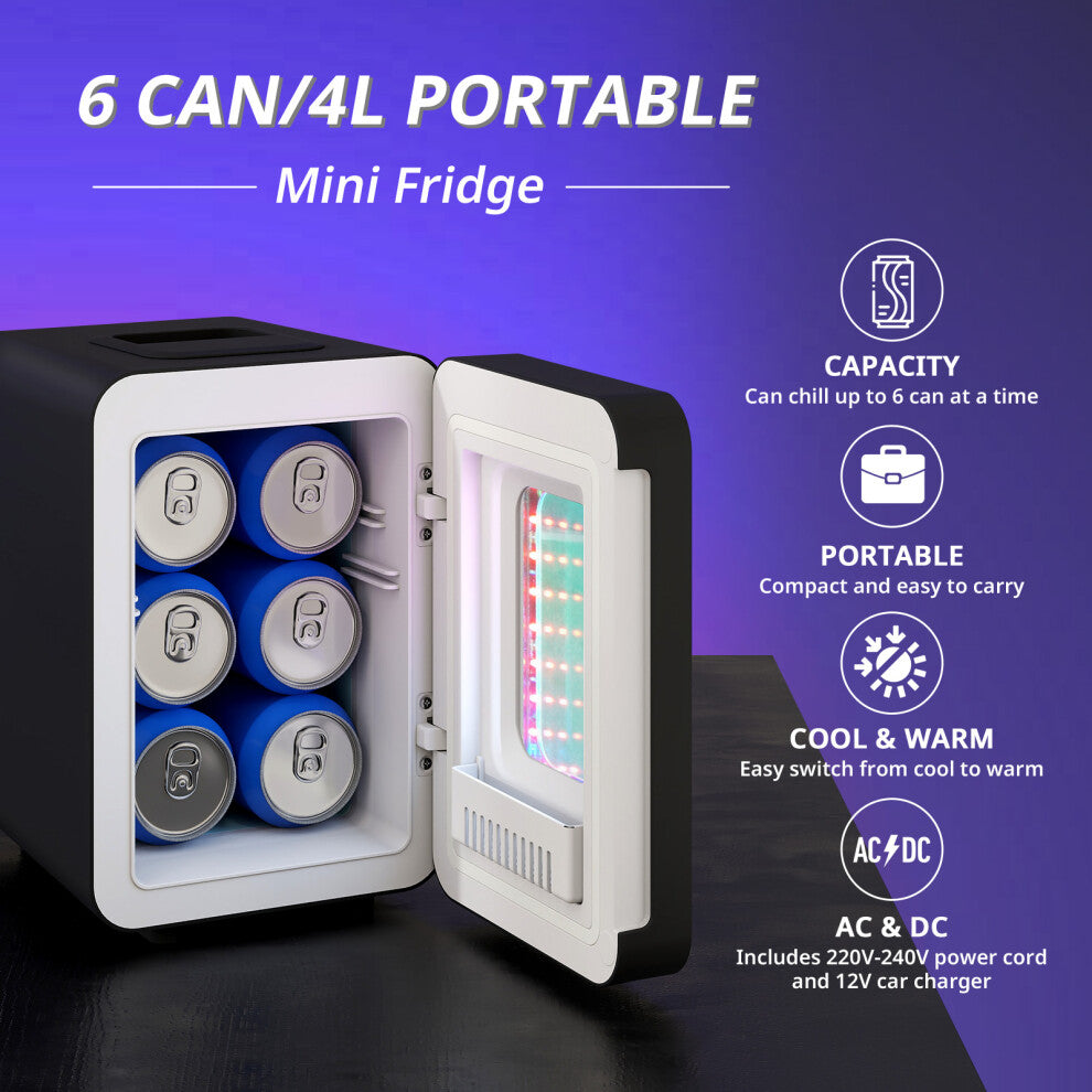 4L Portable Mini Fridge with Mirror