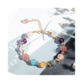 Moonstone, Rutilated Quartz, Strawberry Quartz, Amethyst & Aquamarine Crystal Bracelet