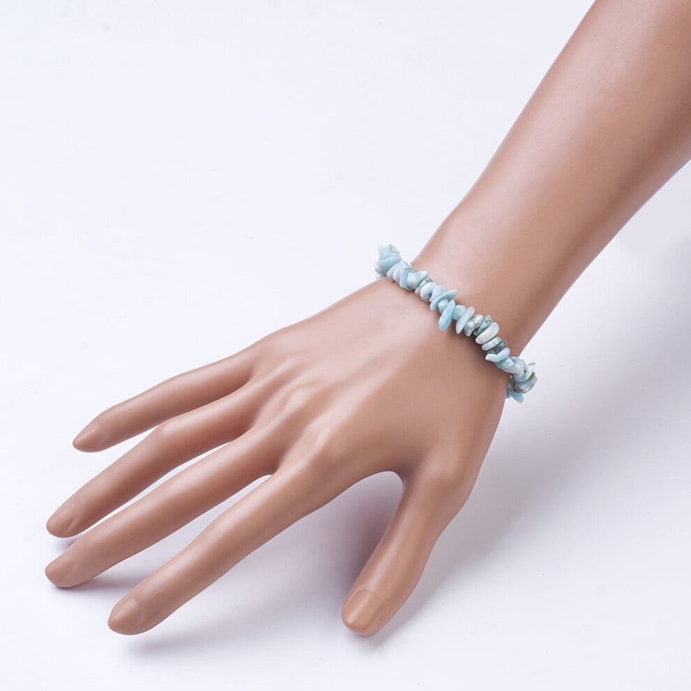 Natural Larimar Chip Bracelet