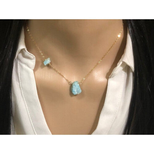 Raw Larimar Necklace – Natural Crystal Jewellery