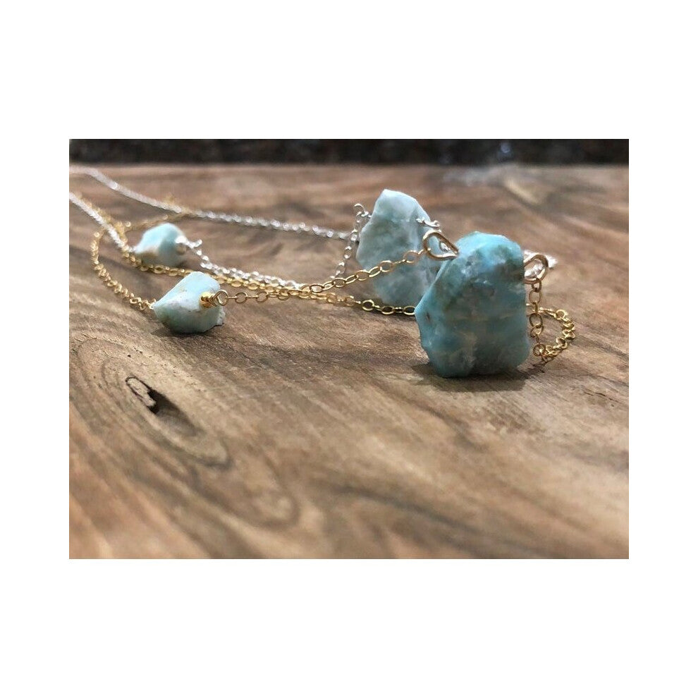 Raw Larimar Necklace – Natural Crystal Jewellery