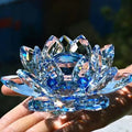 Crystal Lotus Flower Artificial Blue Crystal Figurine