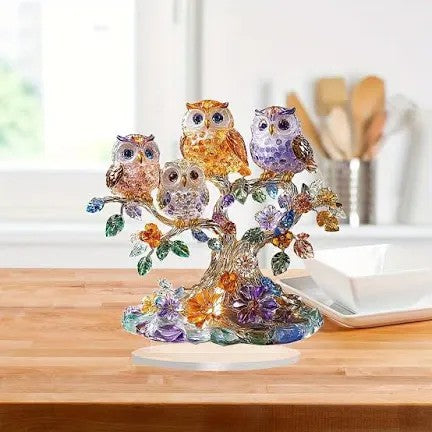 Hand-Carved Natural Crystal Owl Statue