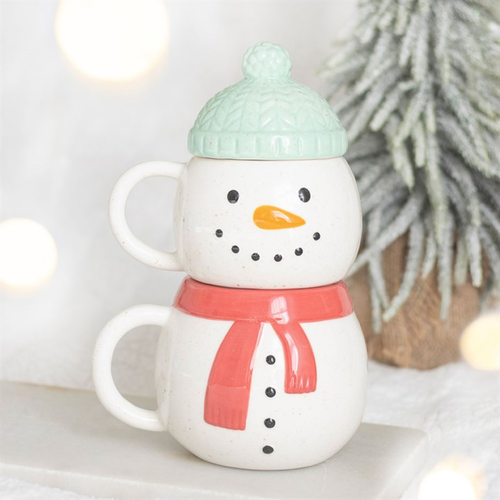 Double Snowman Stacking Mug Set
