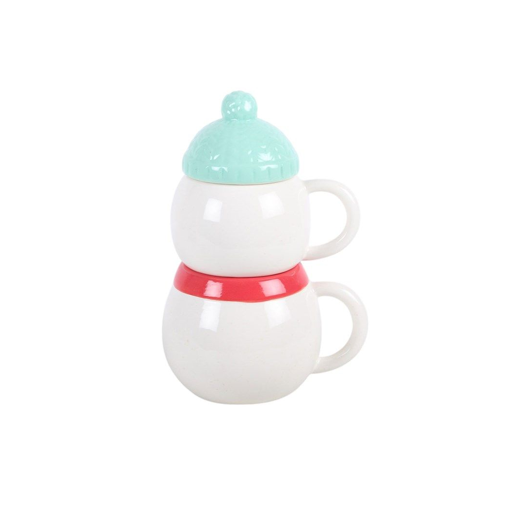 Double Snowman Stacking Mug Set