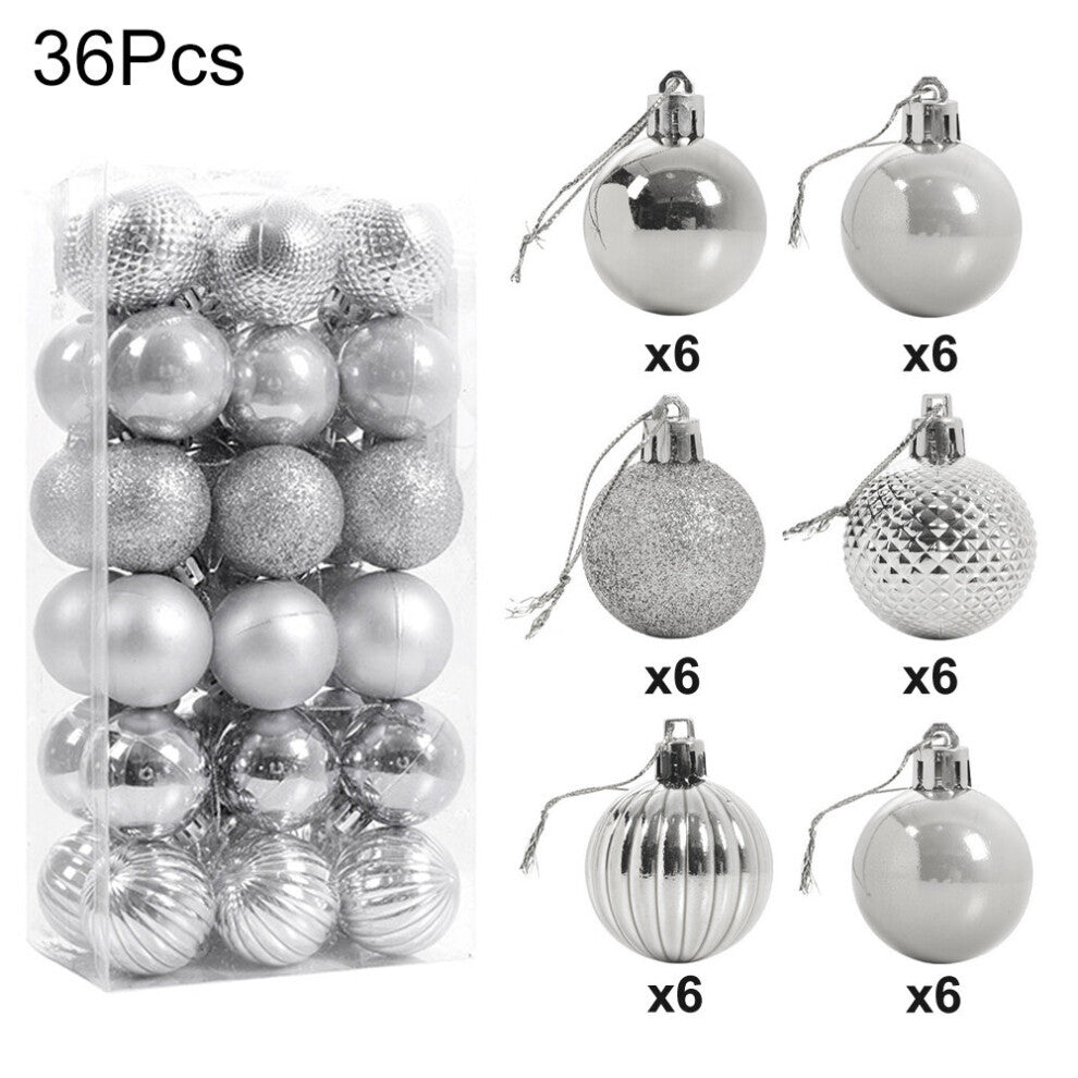 36 Piece Deluxe Silver Christmas Bauble Set