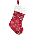Christmas Red Velvet Stocking with Silver Glitter Snowflakes & Sequins