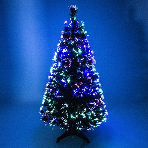4ft Green Fibre Optic Christmas Tree with Multi-Coloured LED Lights