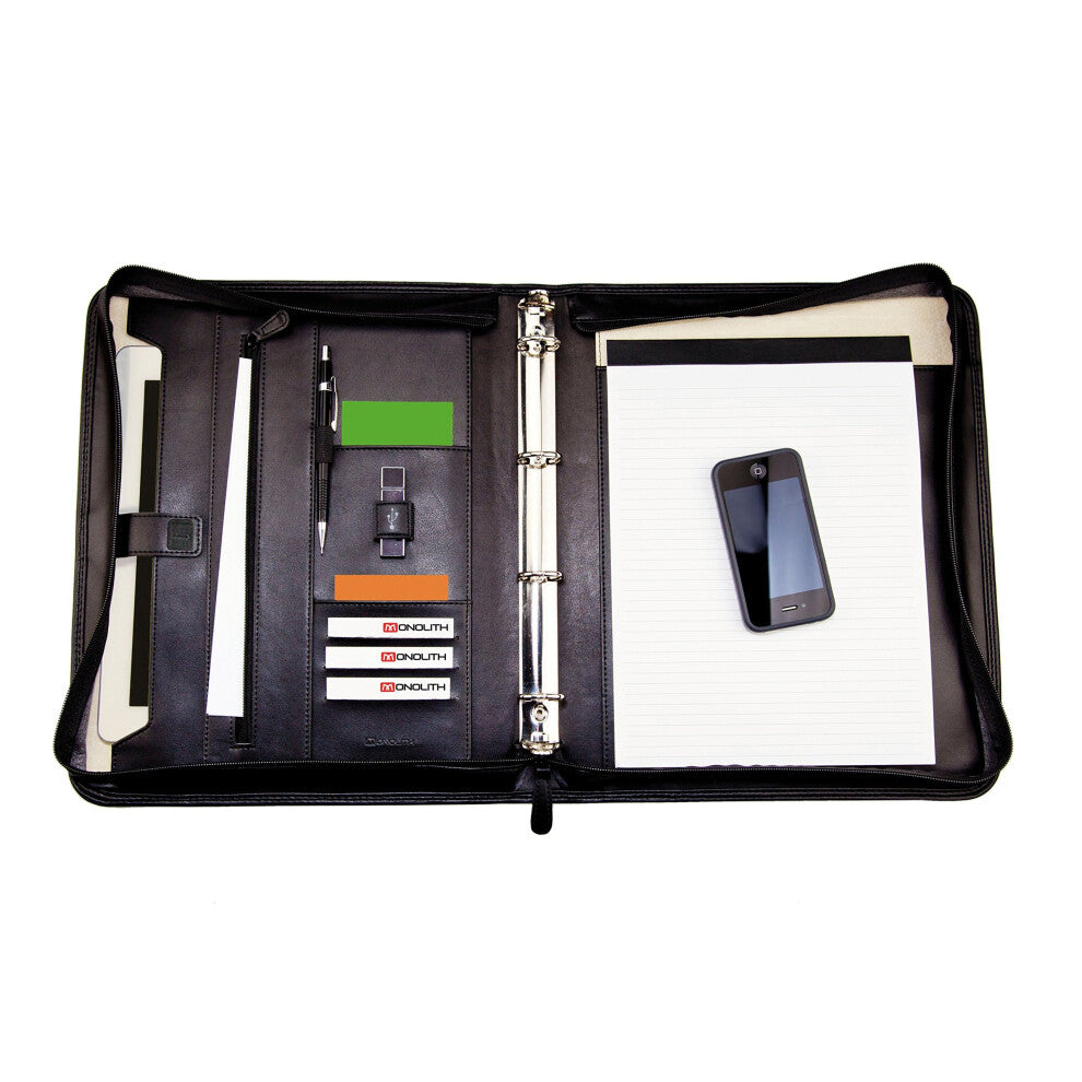 Monolith A4 Leather Conference Folder – Black