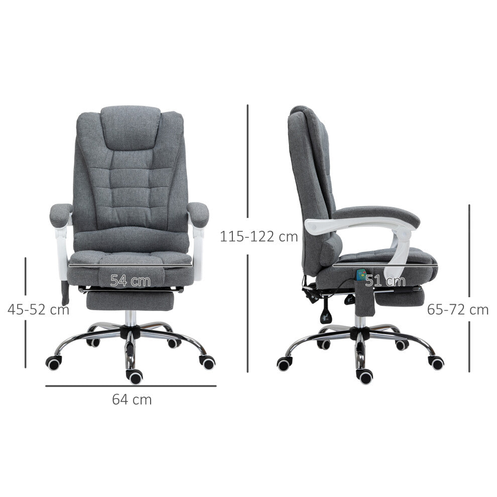 Vinsetto Ergonomic Heated 6-Point Vibration Massage Office Chair – Grey