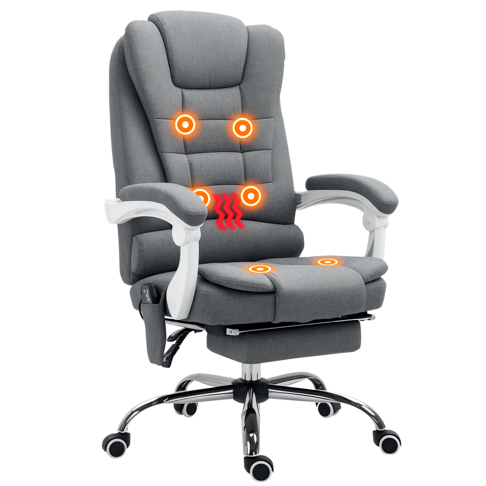 Vinsetto Ergonomic Heated 6-Point Vibration Massage Office Chair – Grey