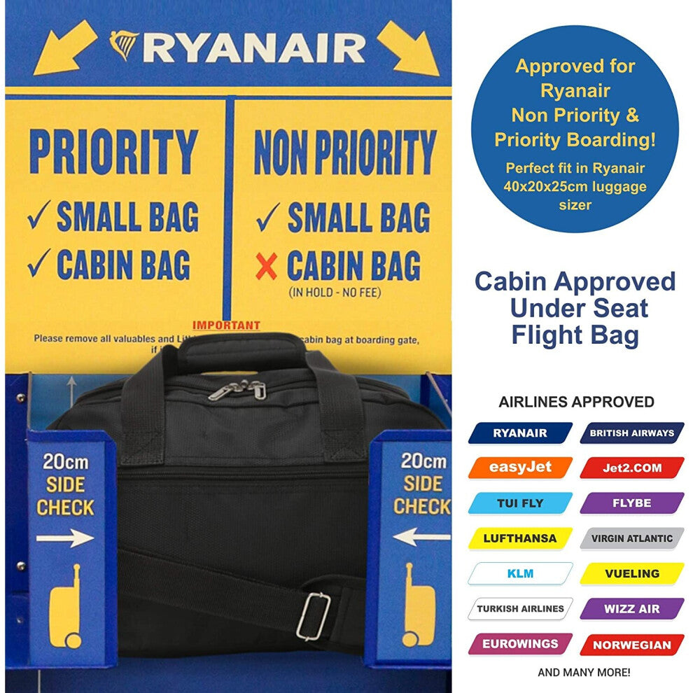 Aerolite 40 × 20 × 25cm Ryanair Under Seat Cabin Holdall