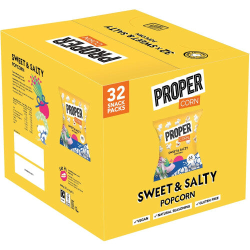 PROPERCORN Sweet & Salty Popcorn – 32 × 14g Snack Packs