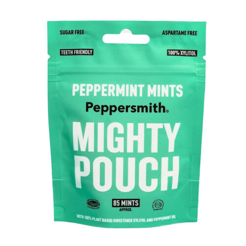 Peppersmith Mighty Peppermint Xylitol Mints – 60g Pouch