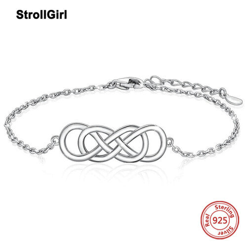 925 Sterling Silver Infinity Celtic Knot Adjustable Bracelet