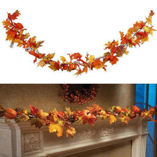 LED Light-Up Autumn Pumpkin & Maple Leaf Garland