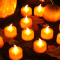 24-Pack Orange LED Tea Lights – Flameless Flickering Halloween Candles