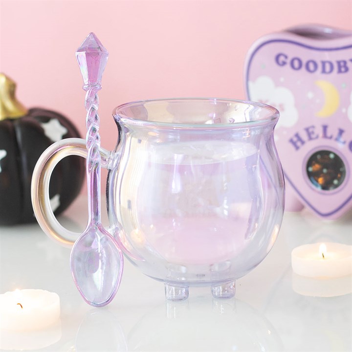 Purple Glass Cauldron Mug & Crystal Spoon – £17.99