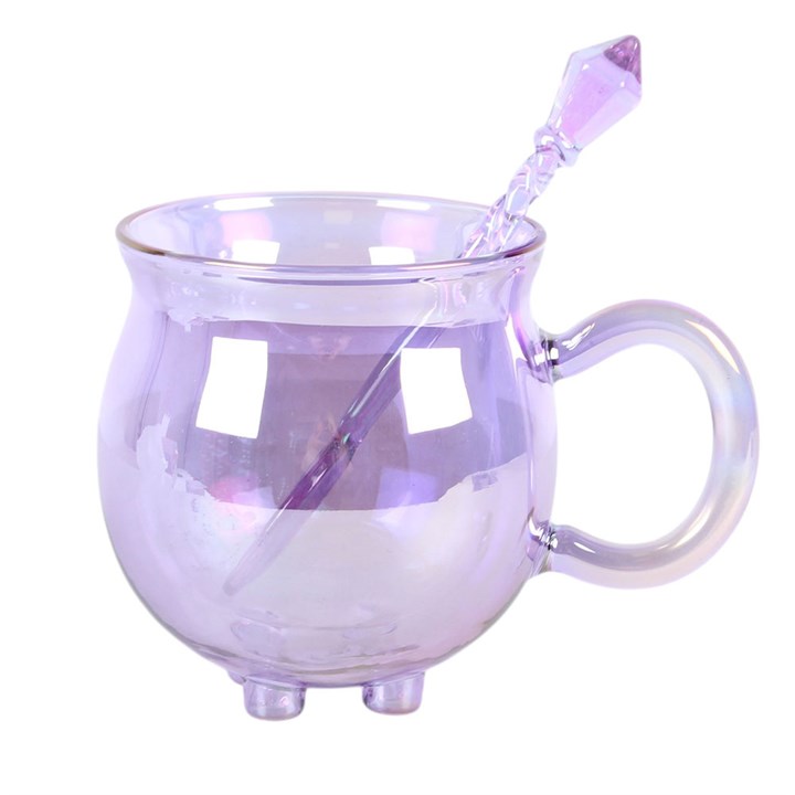 Purple Glass Cauldron Mug & Crystal Spoon – £17.99
