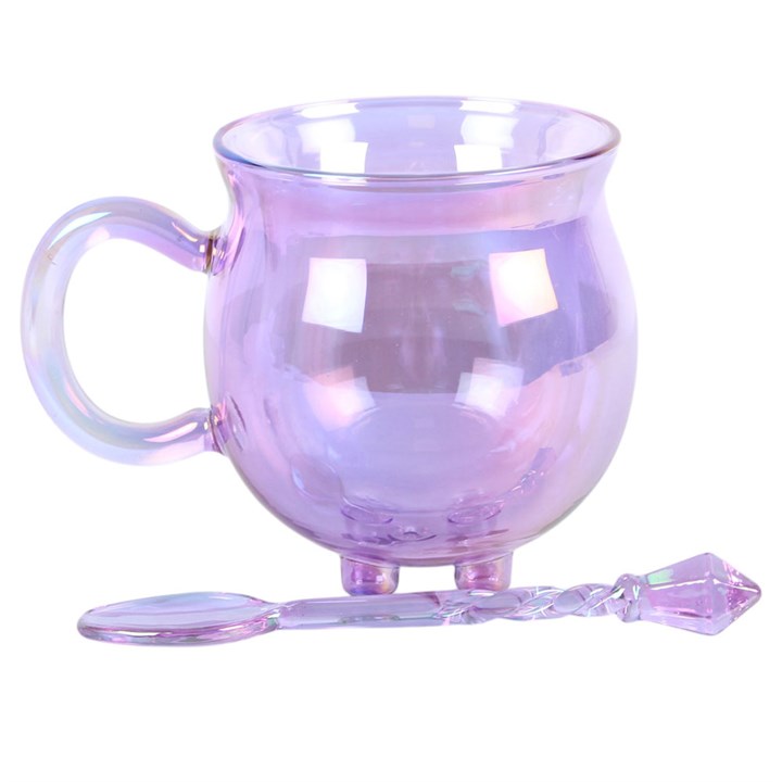 Purple Glass Cauldron Mug & Crystal Spoon – £17.99