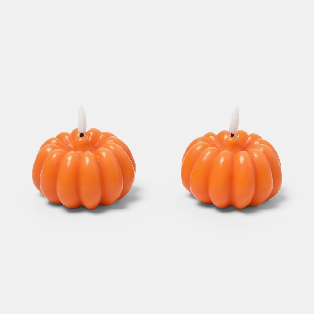 2 Pack Pumpkin LED Candles – Orange
