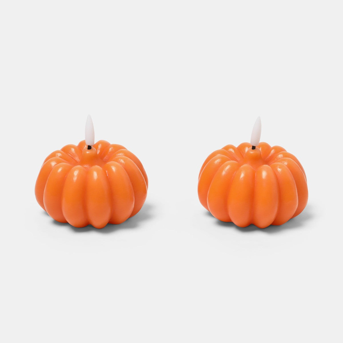 2 Pack Pumpkin LED Candles – Orange