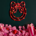 LED BOW WREATH – HOT PINK & RED