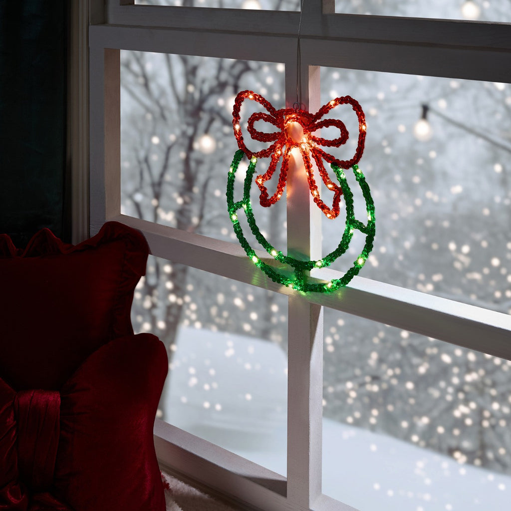 OHS LED Bow Wreath - Green/Red