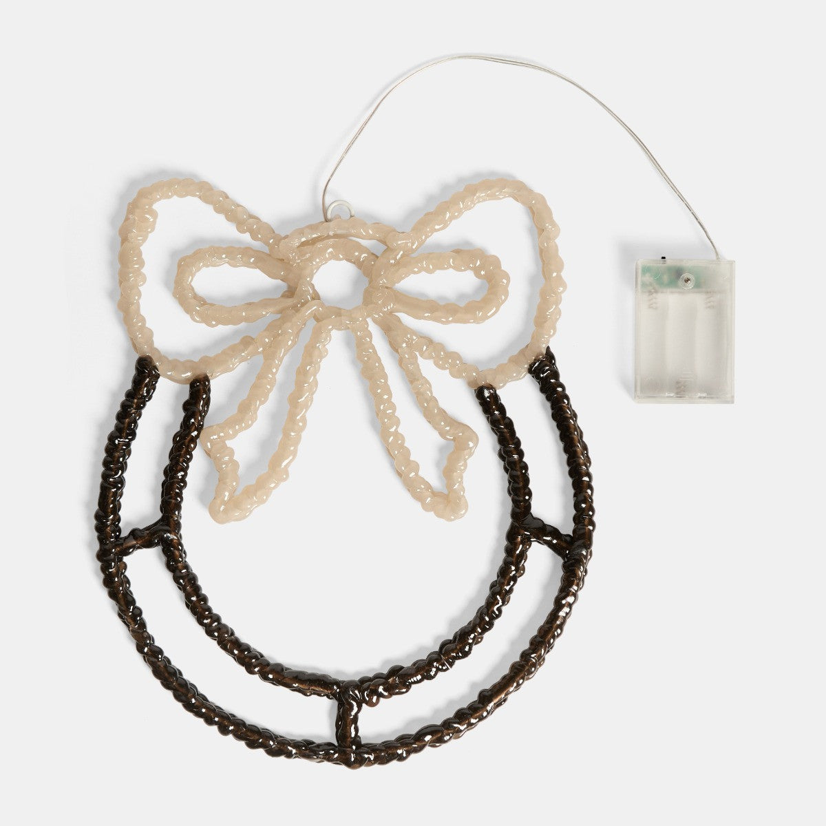 LED BOW WREATH – CREAM & BLACK