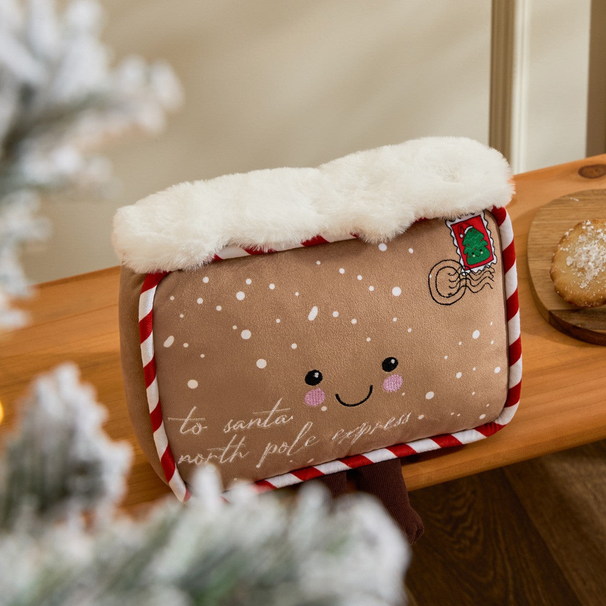 The Postcards to North Pole Shaped Cushion