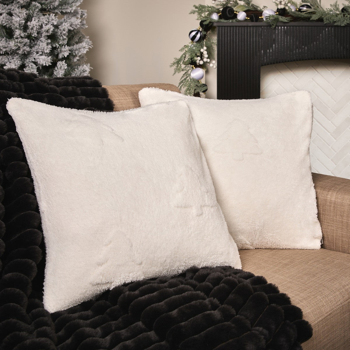 Tufted Winter Tree Cushion Covers